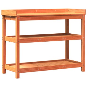 vidaXL Τραπέζι Κηπουρικής με Ράφια Καφέ 108x45x86,5 εκ. Μασίφ Πεύκο