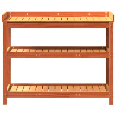 vidaXL Τραπέζι Κηπουρικής με Ράφια Καφέ 108x45x86,5 εκ. Μασίφ Πεύκο