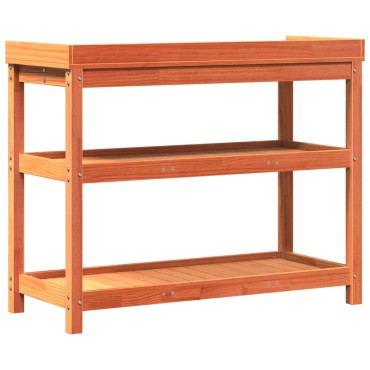 vidaXL Τραπέζι Κηπουρικής με Ράφια Καφέ 108x45x86,5 εκ. Μασίφ Πεύκο