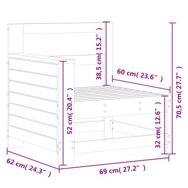 vidaXL Καναπές Κήπου με Μπράτσα Λευκό 69x62x70,5cm Μασίφ Ξύλο Πεύκου