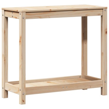 vidaXL Τραπέζι Κηπουρικής με Ράφι 82,5 x 35 x 75 εκ. Μασίφ Ξύλο Πεύκου