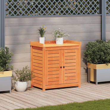 vidaXL Τραπέζι Κηπουρικής με Ράφια Καφέ 82,5x50x86,5 εκ. Μασίφ Πεύκο