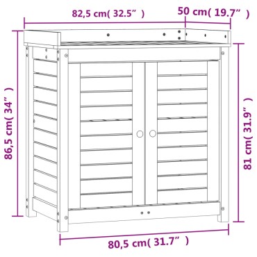 vidaXL Τραπέζι Κηπουρικής με Ράφια Καφέ 82,5x50x86,5 εκ. Μασίφ Πεύκο