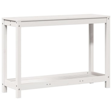 vidaXL Τραπέζι Κηπουρικής με Ράφι Λευκό 108x35x75εκ. Μασίφ Ξύλο Πεύκου