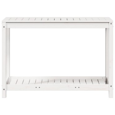 vidaXL Τραπέζι Κηπουρικής με Ράφι Λευκό 108x50x75εκ. Μασίφ Ξύλο Πεύκου