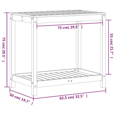 vidaXL Τραπέζι Κηπουρικής με Ράφι 82,5x50x75 εκ. Εμποτ. Ξύλο Πεύκου