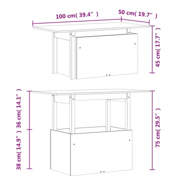 vidaXL Τραπέζι Κήπου 100x50x75cm από Εμποτ. Ξύλο Πεύκου