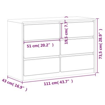 vidaXL Συρταριέρα SAUDA Δρυς Γκρι 111x43x73,5cm από Μασίφ Ξύλο Πεύκου 1 τεμ.