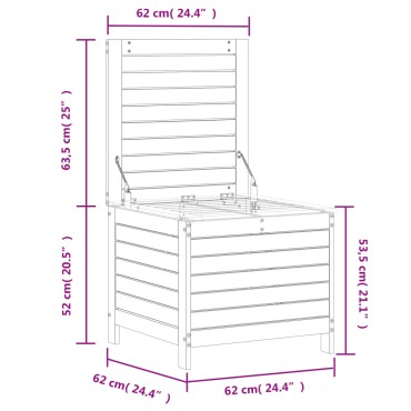 vidaXL Υποπόδιο Κήπου Λευκό 62x63,5x53,5cm από Μασίφ Ξύλο Πεύκου 1 τεμ. Γωνιακός