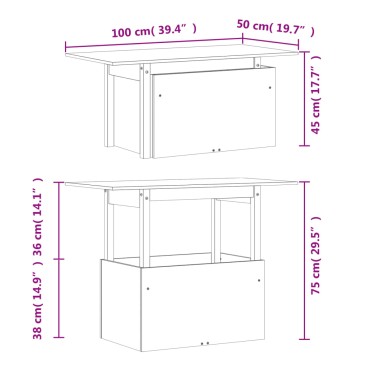 vidaXL Τραπέζι Κήπου Λευκό 100x50x75cm από Μασίφ Ξύλο Πεύκου