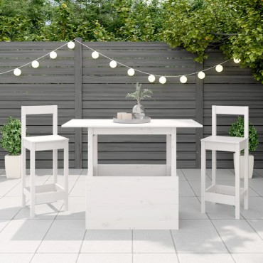 vidaXL Τραπέζι Κήπου Λευκό 100x50x75cm από Μασίφ Ξύλο Πεύκου