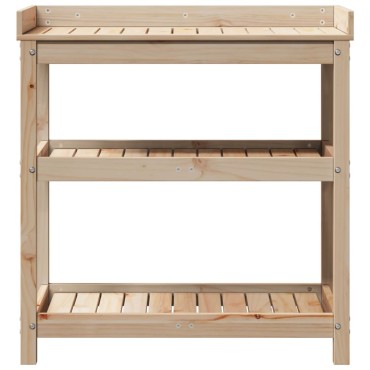 vidaXL Τραπέζι Κηπουρικής με Ράφια 82,5x45x86,5 εκ. Μασίφ Ξύλο Πεύκου