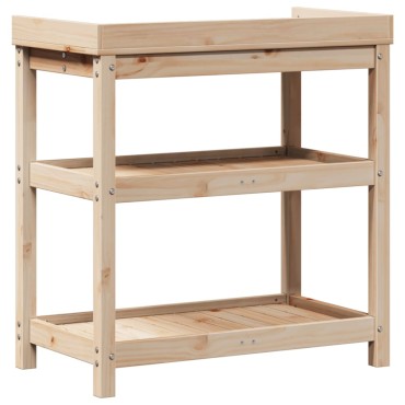 vidaXL Τραπέζι Κηπουρικής με Ράφια 82,5x45x86,5 εκ. Μασίφ Ξύλο Πεύκου