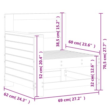 vidaXL Καναπές Κήπου με Μπράτσα 69x62x70,5cm Εμποτισμένο Ξύλο Πεύκου