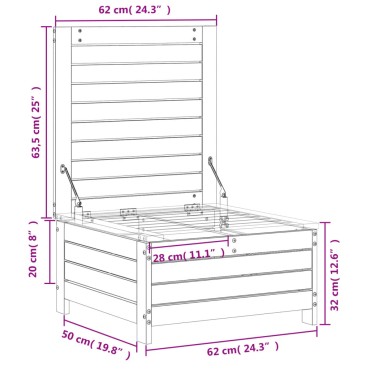 vidaXL Υποπόδιο Κήπου Καφέ Κεριού 62x63,5x32cm Μασίφ Ξύλο Πεύκου 1 τεμ. Γωνιακός