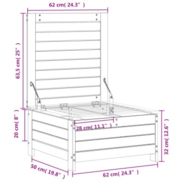 vidaXL Υποπόδιο Κήπου 62x63,5x32cm από Εμποτισμένο Ξύλο Πεύκου 1 τεμ. Γωνιακός