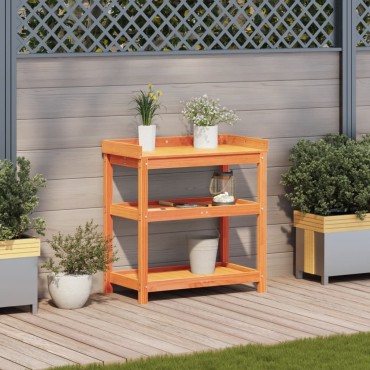 vidaXL Τραπέζι Κηπουρικής με Ράφια Καφέ 82,5x45x86,5 εκ. Μασίφ Πεύκο