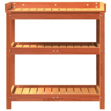 vidaXL Τραπέζι Κηπουρικής με Ράφια Καφέ 82,5x45x86,5 εκ. Μασίφ Πεύκο