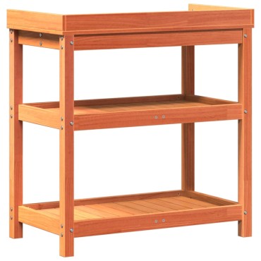 vidaXL Τραπέζι Κηπουρικής με Ράφια Καφέ 82,5x45x86,5 εκ. Μασίφ Πεύκο