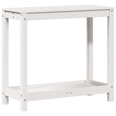 vidaXL Τραπέζι Κηπουρικής με Ράφι Λευκό 82,5x35x75εκ.Μασίφ Ξύλο Πεύκου