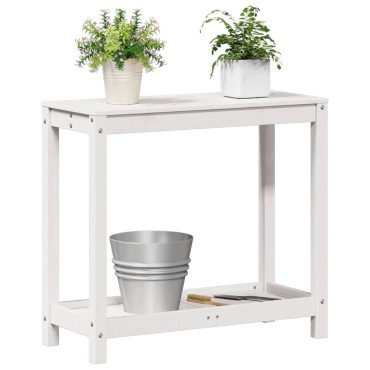 vidaXL Τραπέζι Κηπουρικής με Ράφι Λευκό 82,5x35x75εκ.Μασίφ Ξύλο Πεύκου