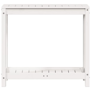 vidaXL Τραπέζι Κηπουρικής με Ράφι Λευκό 82,5x35x75εκ.Μασίφ Ξύλο Πεύκου