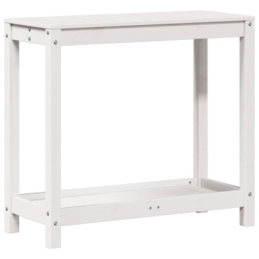 vidaXL Τραπέζι Κηπουρικής με Ράφι Λευκό 82,5x35x75εκ.Μασίφ Ξύλο Πεύκου
