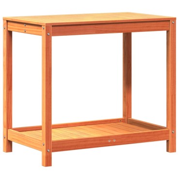 vidaXL Τραπέζι Κηπουρικής με Ράφι Καφέ 82,5x50x75εκ. Μασίφ Ξύλο Πεύκου