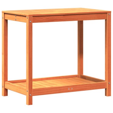 vidaXL Τραπέζι Κηπουρικής με Ράφι Καφέ 82,5x50x75εκ. Μασίφ Ξύλο Πεύκου