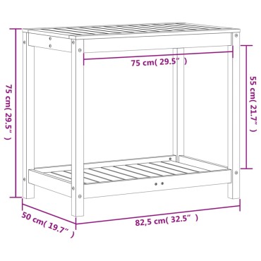 vidaXL Τραπέζι Κηπουρικής με Ράφι 82,5x50x75 εκ. Μασίφ Ψευδοτσούγκα