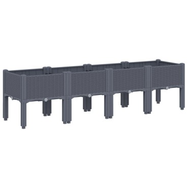 vidaXL Ζαρντινιέρα Κήπου με Πόδια Γκρι 160x40x42 εκ. Πολυπροπυλένιο