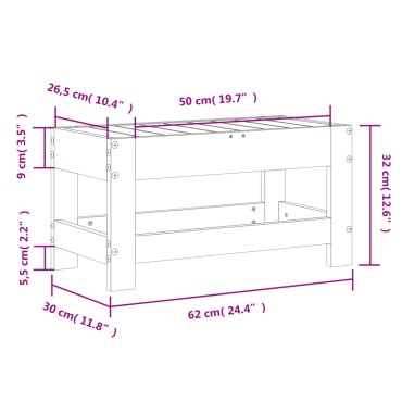 vidaXL Υποπόδιο Κήπου 62x30x32cm από Μασίφ Ξύλο Ψευδοτσούγκας 1 τεμ. Γωνιακός
