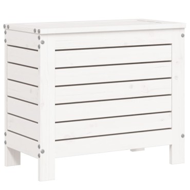 vidaXL Υποπόδιο Κήπου Λευκό 62x31,5x52cm από Μασίφ Ξύλο Πεύκου 1 τεμ. Γωνιακός