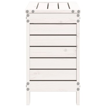 vidaXL Υποπόδιο Κήπου Λευκό 62x31,5x52cm από Μασίφ Ξύλο Πεύκου 1 τεμ. Γωνιακός