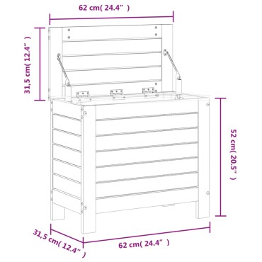 vidaXL Υποπόδιο Κήπου Λευκό 62x31,5x52cm από Μασίφ Ξύλο Πεύκου 1 τεμ. Γωνιακός