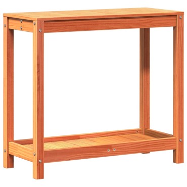 vidaXL Τραπέζι Κηπουρικής με Ράφι Καφέ 82,5x35x75εκ. Μασίφ Ξύλο Πεύκου