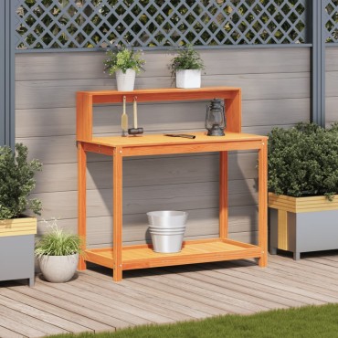 vidaXL Τραπέζι Κηπουρικής με Ράφια Καφέ 108x50x109,5 εκ. Μασίφ Πεύκο