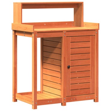 vidaXL Τραπέζι Κηπουρικής με Ράφια Καφέ 82,5x50x109,5 εκ. Μασίφ Πεύκο