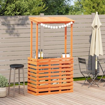 vidaXL Τραπέζι Μπαρ Κήπου με Οροφή Καφέ 112,5x57x195,5cm Μασίφ Πεύκο 1 τεμ.
