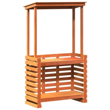 vidaXL Τραπέζι Μπαρ Κήπου με Οροφή Καφέ 112,5x57x195,5cm Μασίφ Πεύκο 1 τεμ.