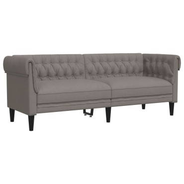 vidaXL Καναπές Τριθέσιος Chesterfield Taupe Υφασμάτινος 201,5x74,5x74,5cm 1 τεμ.