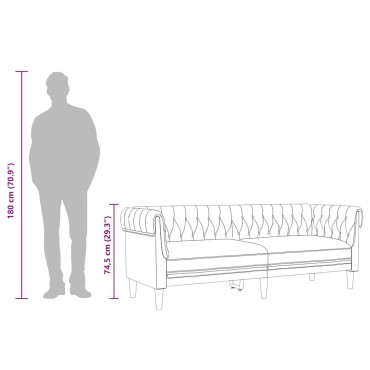 vidaXL Καναπές Τριθέσιος Chesterfield Taupe Υφασμάτινος 201,5x74,5x74,5cm 1 τεμ.