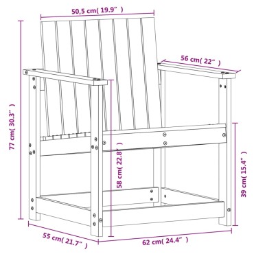 vidaXL Καρέκλα Κήπου Καφέ Κεριού 62x56x77cm από Μασίφ Ξύλο Πεύκου