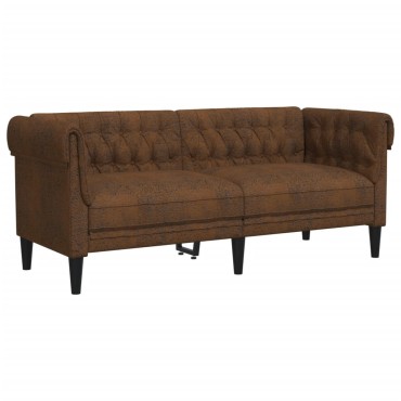 vidaXL Καναπές Διθέσιος Chesterfield Καφέ Υφασμάτινος 182,5x74,5x74,5cm 1 τεμ.