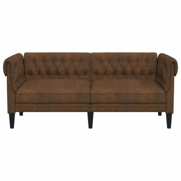 vidaXL Καναπές Διθέσιος Chesterfield Καφέ Υφασμάτινος 182,5x74,5x74,5cm 1 τεμ.