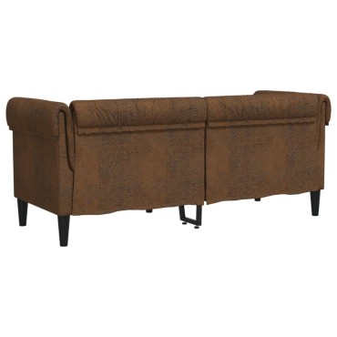 vidaXL Καναπές Διθέσιος Chesterfield Καφέ Υφασμάτινος 182,5x74,5x74,5cm 1 τεμ.