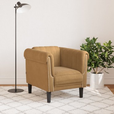 vidaXL Πολυθρόνα Καφέ από Συνθετικό Καστόρι 80x77x74cm 1 τεμ. Γωνιακός
