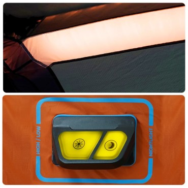 vidaXL Σκηνή Οικογενειακή με LED 9 Ατ. Γρ.Απελ. Αν. Γκρι Πορτοκαλί