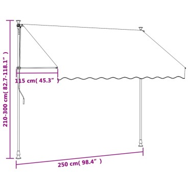 vidaXL Τέντα Συρόμενη Κρεμ 250 x 150 εκ. από Ύφασμα και Ατσάλι