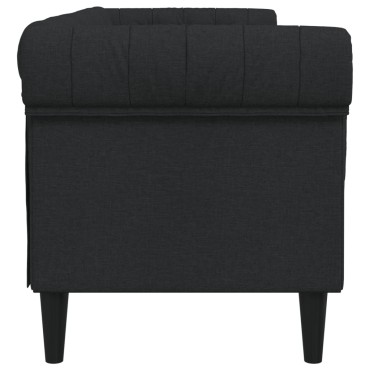 vidaXL Καναπές Τριθέσιος Chesterfield Μαύρος Υφασμάτινος 201,5x74,5x74,5cm 1 τεμ.
